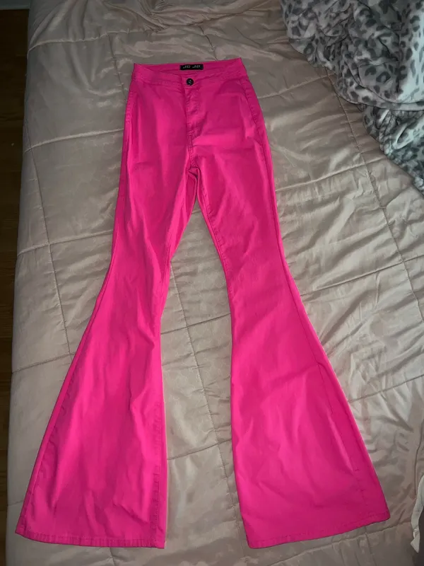 Boutique Hot Pink Flare Jeans - Image 3