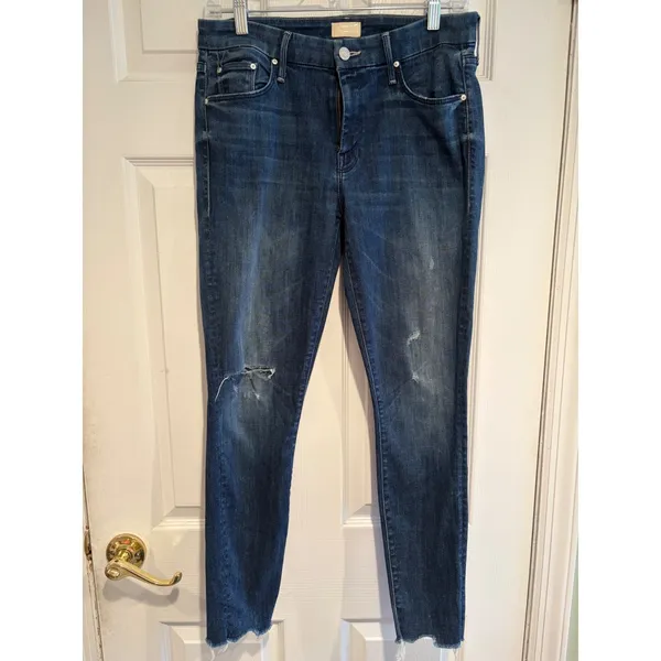 Mother Looker Ankle Chew Jeans Breaking The Law Distressed Skinny 29 - Image 2