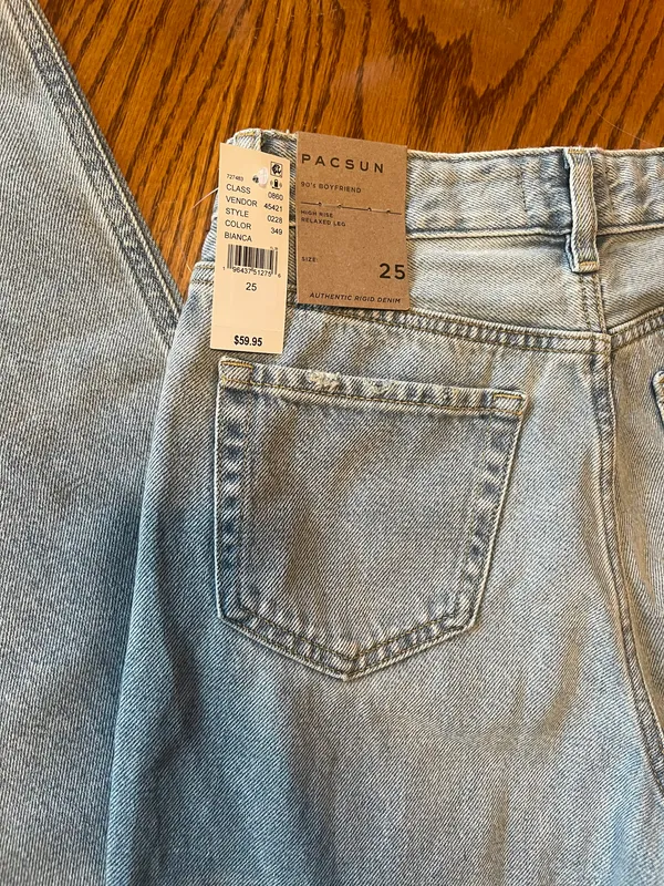 PacSun Ripped Boyfriend Jeans 90s High-Rise Light Wash Distressed 25 - Image 3