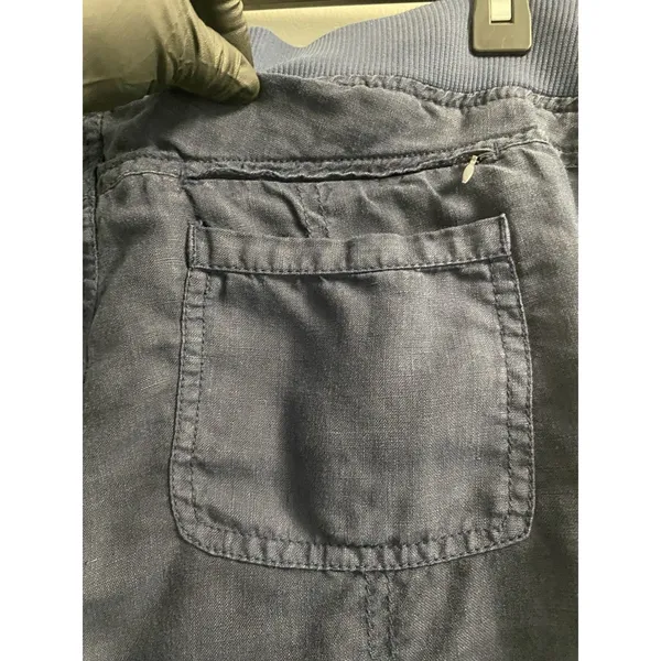 Athleta Linen Reverie Pants Sz 2 Navy Blue Drawstring Elastic Waist Wide Leg - Image 13
