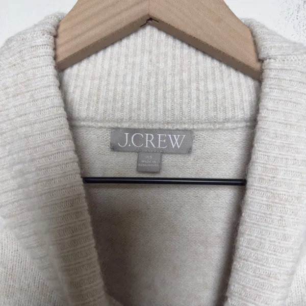 J. Crew Womens Merino Wool Alpaca‎ Sweater XS Cream Navy Breton Stripe Preppy - Image 3