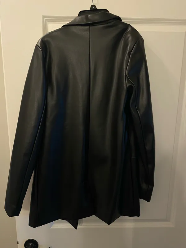 Missguided Leather Blazer Jacket - Image 4