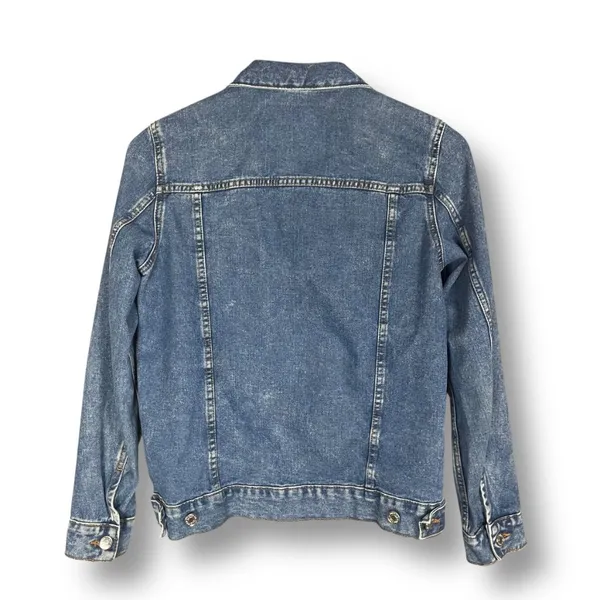 H&M Trucker Jean Jacket Women Size 4 Medium Wash Blue Classic Denim 100% Cotton‎ - Image 2