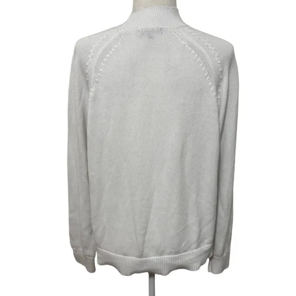 Quince 100% Organic Cotton Mock Neck Sweater Ivory Size M Soft Minimalist Knit - Image 3