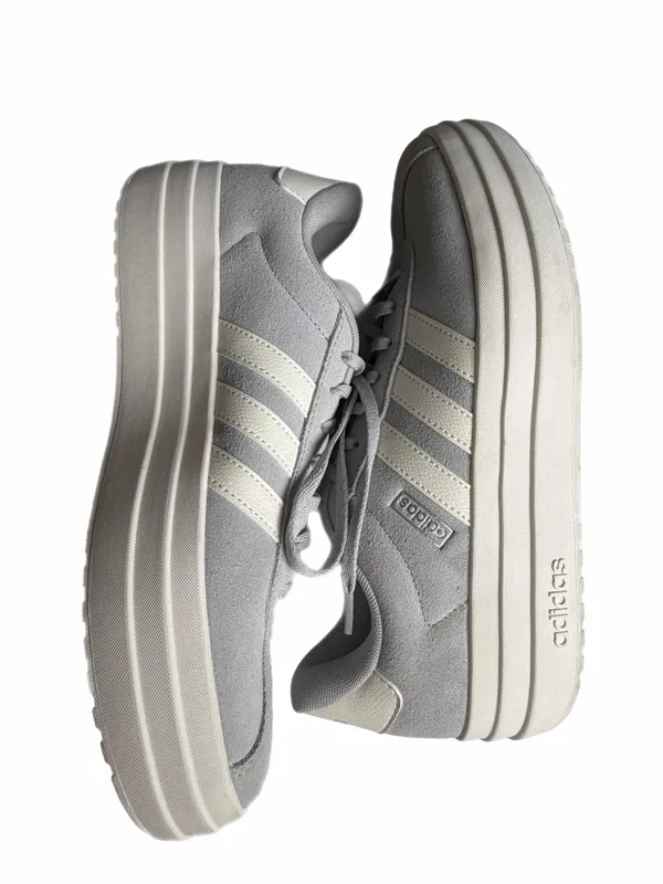 ADIDAS VL Court Bold Gray Suede Platform Sneakers Women’s Size 11 - Image 7