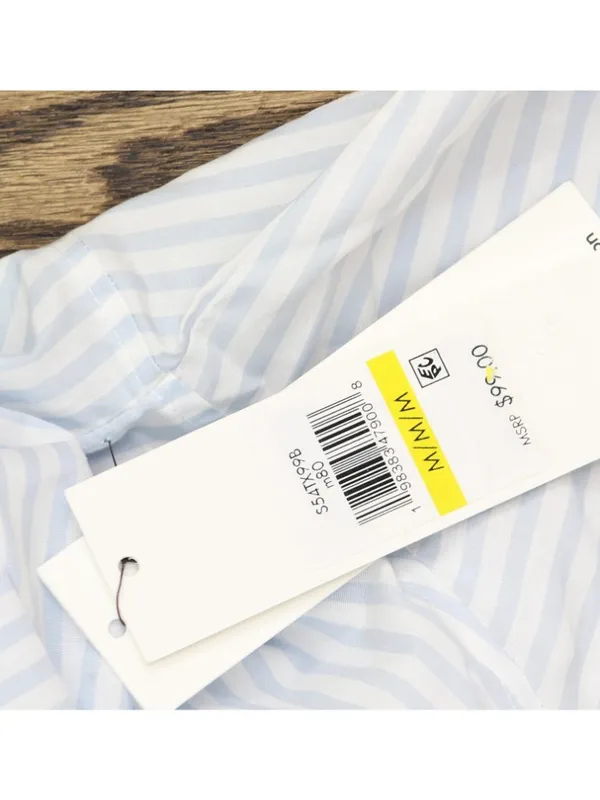 NWT Calvin Klein Button Up Long Sleeve Non Iron Dress Shirt Light Blue / White M - Image 7