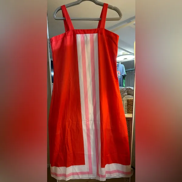 NEW Beach Maxi Boho Sleeveless Color Block Lined Dress M - Image 4