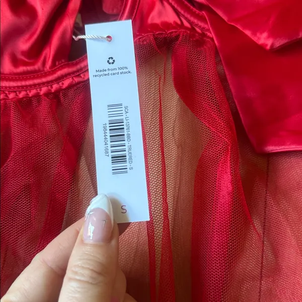 Adore Me Red Mesh Chemise with Satin Bow - Image 2