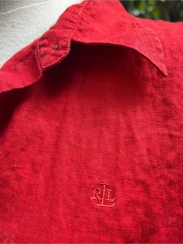 Lauren Ralph Lauren 100% Linen Shirt preppy classic nautical coastal resort XL - Image 2