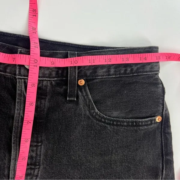 LEVI'S 501 Original Raw‎ Edge Denim Shorts black sz 28 - Image 7