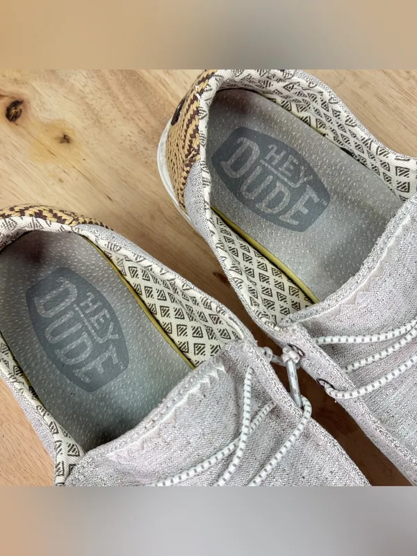 Hey Dude Wendy Chambray Woven Loafers Java Beige Women 8 Casual Streetwear - Image 9