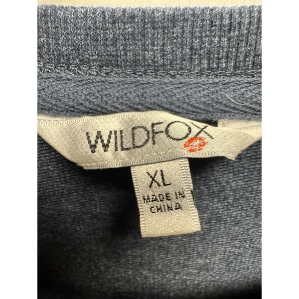 Wildfox Women's Blue Social Embroidered Sweatshirt Size‎ XL - Image 5