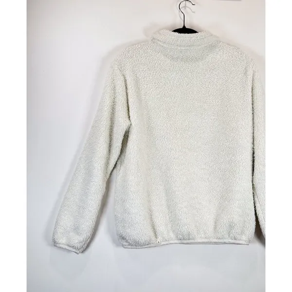 Patagonia Womens Jacket White Los Gatos High Pile Fleece 1/4 Zip Pullover Medium - Image 8