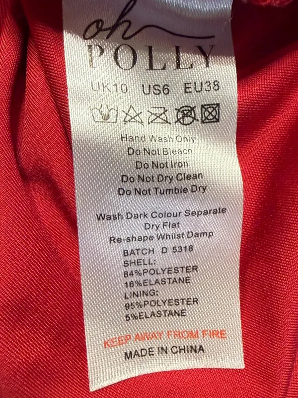 Oh Polly St. Germain Embellished Long Sleeve Mini Dress Women's 6 Red Pearls - Image 15