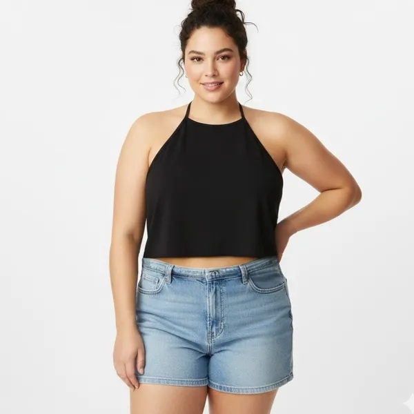 NEW BP halter Crop Top black off Back 1X Boho summer - Image 2