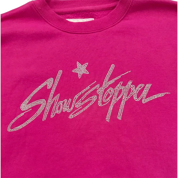 Showstopper Pink Crew Neck Pullover Sweatshirt Sz M Logo Graphic Print Fleece - Image 4