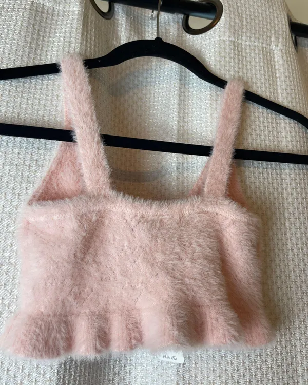 Free People blush pink fuzzy crop tank✨ - Image 6