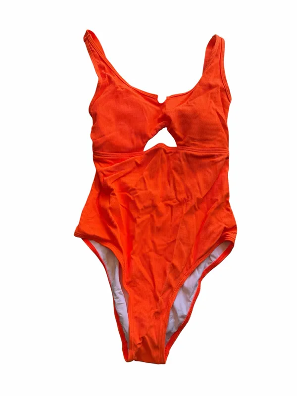 Charmo NEW Women's Orange Cutout One Piece Swimsuit Size L #260215 - Image 2