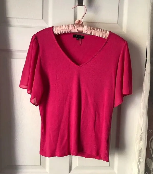 1.STATE Flutter Sleeve Rib Knit T-Shirt top, size XL - Image 3