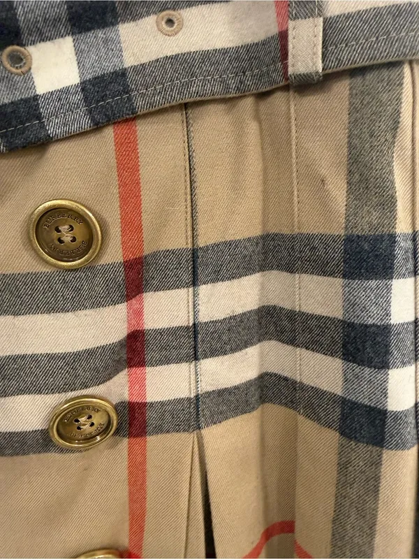 Burberry London Nova Check Wool Pleated Belted Skirt S - Image 6