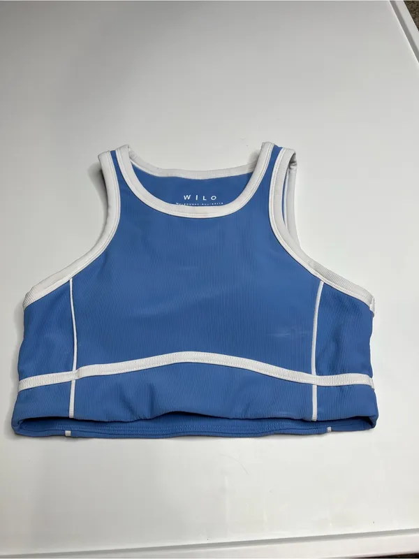 Wilo Blue Crop Top with White Trim size small - Image 6