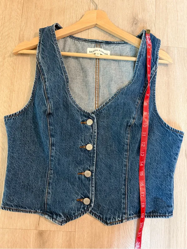 Women's Dark Blue Denim Button Vest size Large - Image 6
