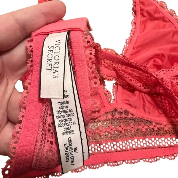 Victoria's Secret Women's Size Medium Lace Bralette Halter Cameilla Rose Pink - Image 9