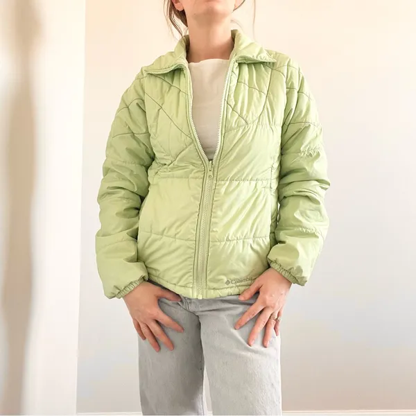 Vintage Columbia Light Green Quilted Puffer Jacket - Image 5
