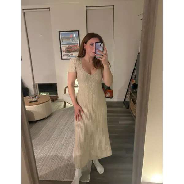 FREE PEOPLE Madsen Midi Dress in Oatmilk Size Large - Image 13