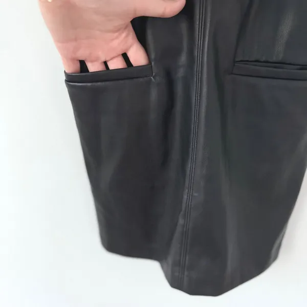 Abercrombie & Fitch Women's Black Faux Leather Sleeveless Shift Mini Dress Sz XS - Image 7
