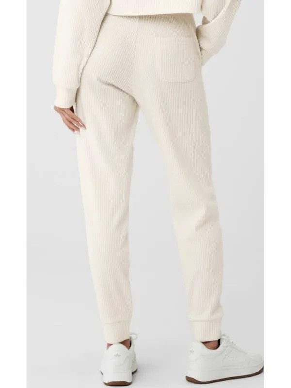 Alo Muse Sweatpants Ivory Cream Beige Stretchy High-Rise Waist Sweats Joggers L - Image 3
