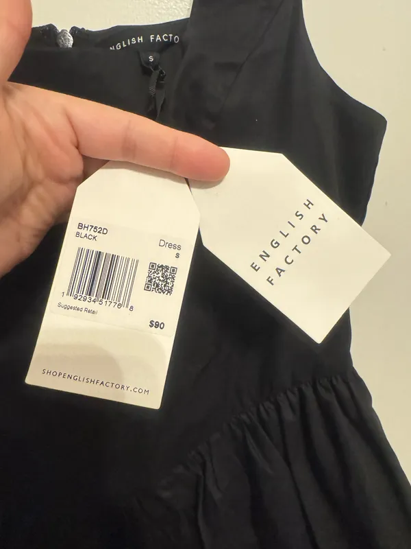 English Factory Women's Poplin Square Neck Bubble Hem Dress Size Small - Image 5
