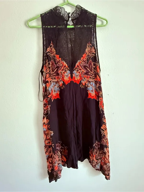 Free People Marsha Black Print Lace Slip Dress - Image 5