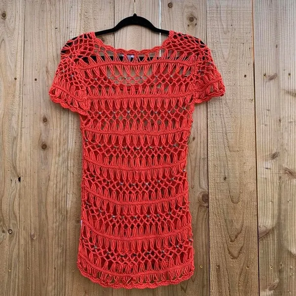 Crochet mini dress beach‎ spring summer hot size small y2k whimsy hippy - Image 4