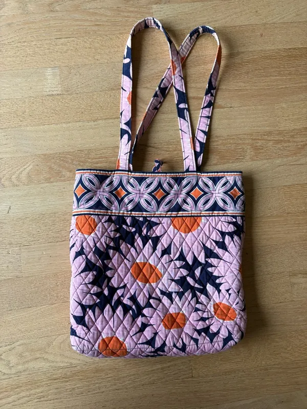 Vera Bradley Pink, Orange & Navy Quilted Floral Tote - Image 4