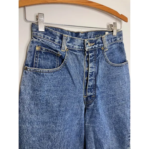 Lawman Jeans Women 7 Blue Good Vintage High Waist Tapered Leg Button Fly Western - Image 2