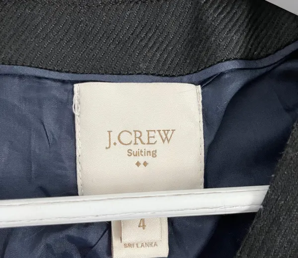 J. Crew Factory Suiting Wool Striped Tweed Full Zip Jacket Blue Women’s Size 4 - Image 7