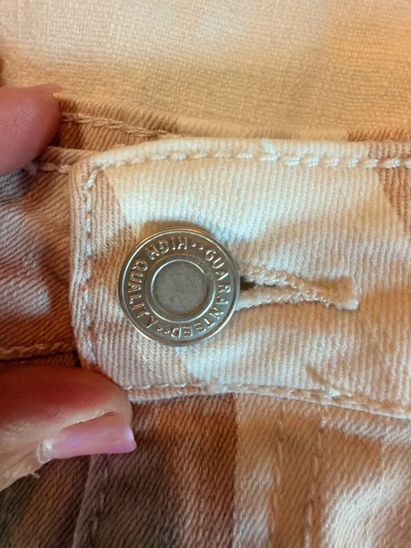 Altar’d State Striped Denim Cutoff Shorts Tan Cream Size Small - Image 3