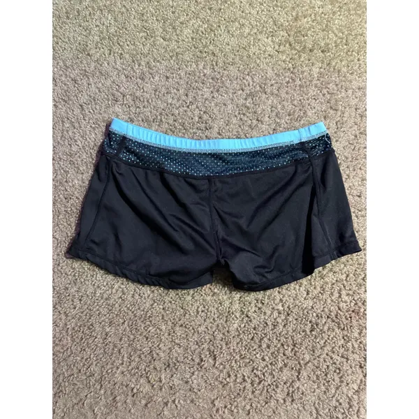 LA Gear Womens Workout Shorts Black Blue Mesh Waistband‎ Active Gym Medium - Image 3