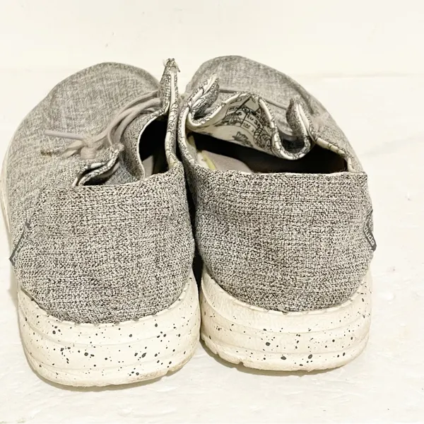 Hey Dude Wendy Linen Size 7 Loafers Gray Woven Slip On Flats Shoes - Image 4