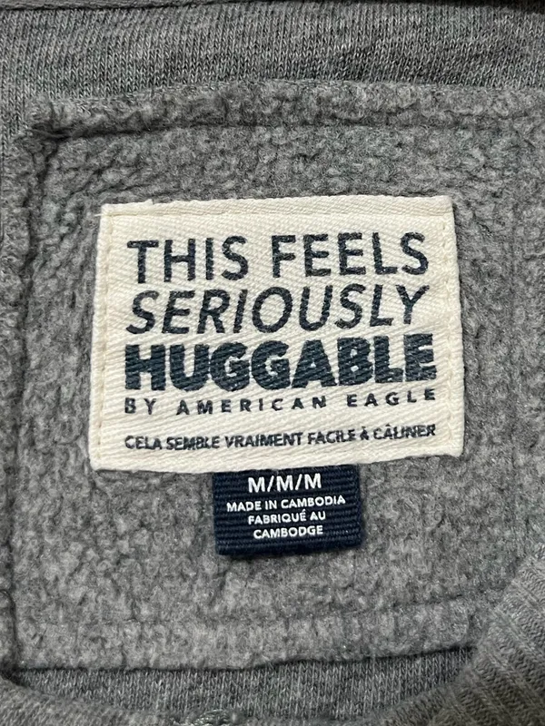 American Eagle Oversized Big Hug Waffle Sweatshirt Size Medium Gray - Image 3