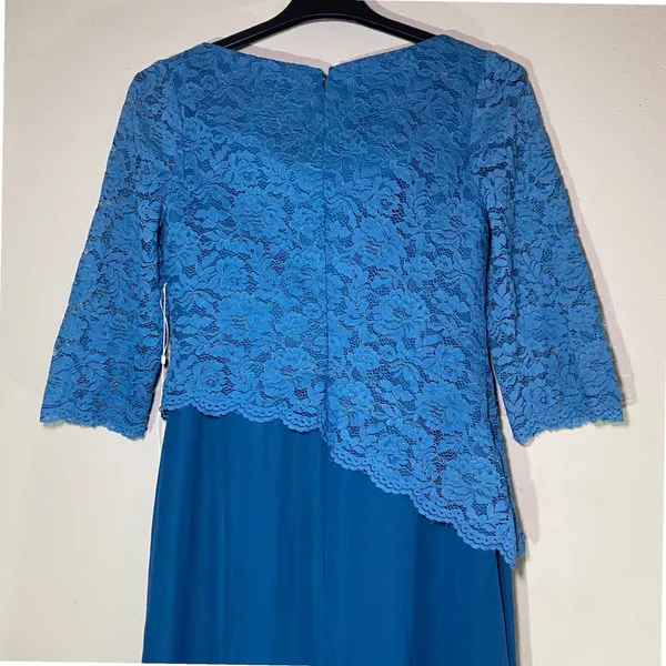 LanTing Formal Maxi Dress Women Teal Blue Lace Chiffon Mother of Bride Gown NWOT - Image 4