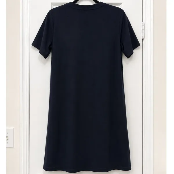 HM Conscious Black Crew Neck Short Sleeve Terry Cloth Shift Mini Dress XS - Image 3