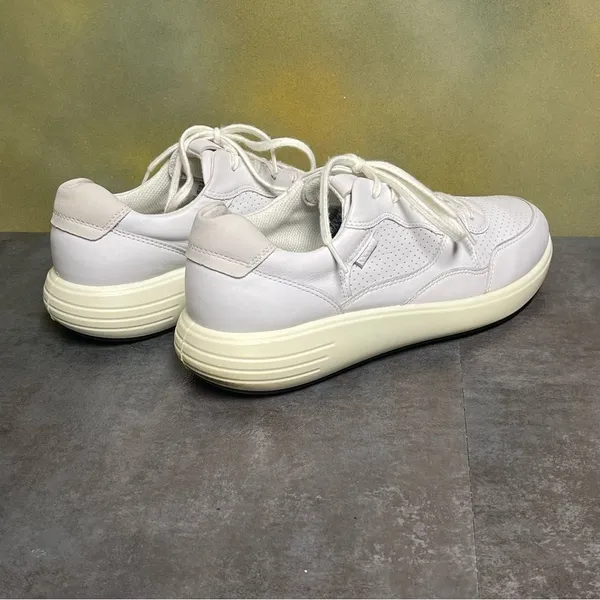 Ecco Perforated White Leather Women's Sneakers Size 10M - Image 10