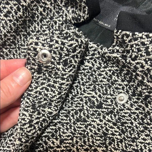 Zara Women's Black and White Tweed Coat - Image 7