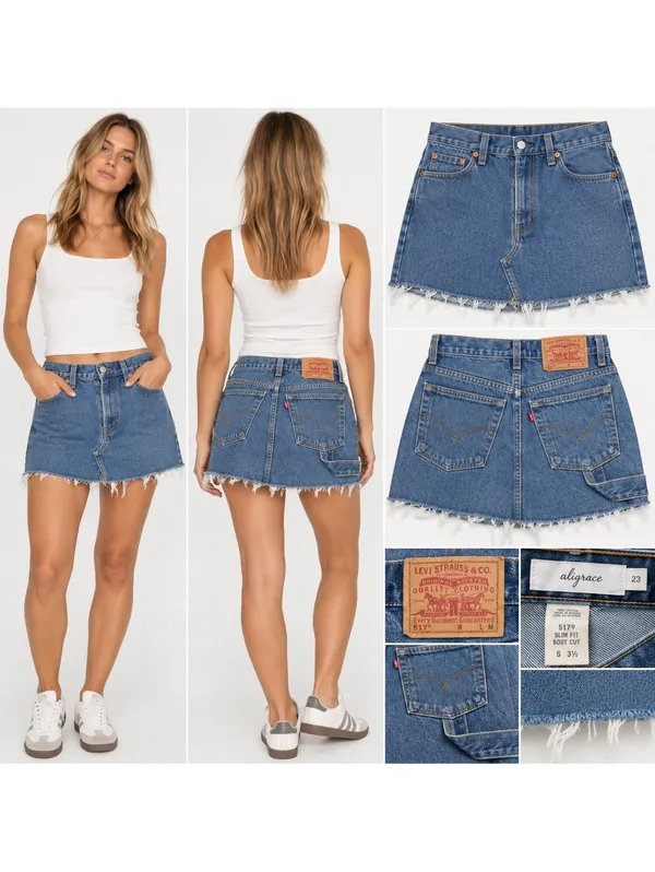 aligrace reworked vintage Levi’s 517 raw-hem mini skirt - Image 2