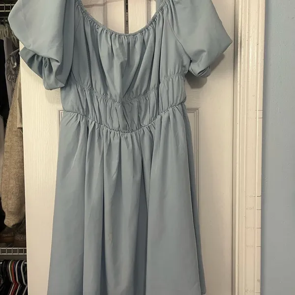 Puff Sleeve Off the Shoulder Dress Size L - Image 3