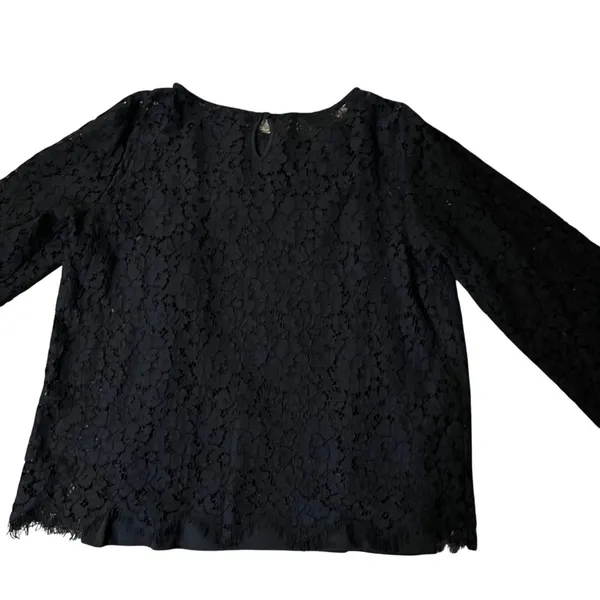 Rafaella Blouse Womens L Used Black Floral Lace Attached Cami - Image 5