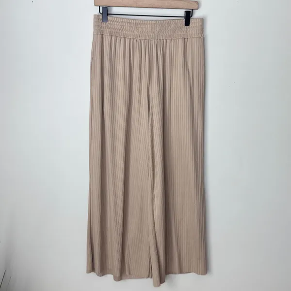 Jackson Rowe Ribbed Wide Leg Pants‎ Women's Medium High Waist Smocked Waistband - Image 2