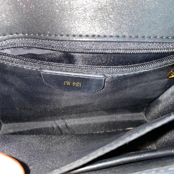 JW PEI Mini Shoulder Croc Embossed Faux Leather Bag Magnetic Lock Black ~ 8"x6" - Image 7